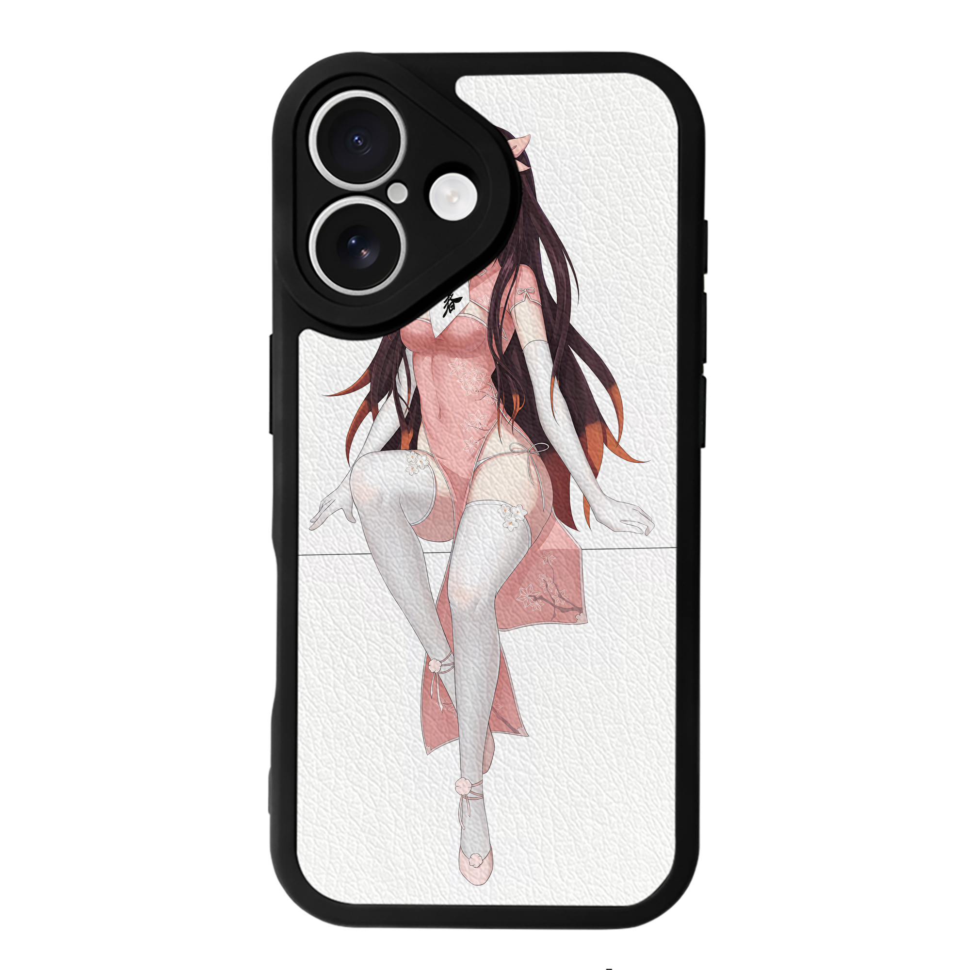 （画像用） 鬼滅の刃（きめつのやいば）竈門 禰󠄀豆子／かまど ねずこ Kamado Nezuko 【iPhone 16シリーズ対応】シリコンスマホケース（レザー調） 材質：シリコン